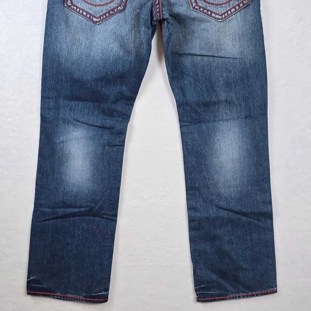 True Religion Ricky Exposed Red Chainstitch Straight Flap Jeans Men's Sz. 36